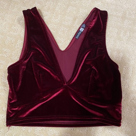 Boohoo Tops - Wine Red Crop Top